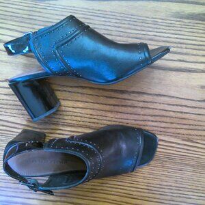 Donald Pliner Women's Penny Leather Slingback Heeled Sandals Black - Size 8